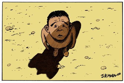 Cartoon: Gaza el sonido del miedo (medium) by jrmora tagged conflicto,bombardeo,israel,hamas,palestina
