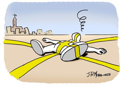 Cartoon: Lineas amarillas (medium) by jrmora tagged lineas,amarillas,trafico,coches