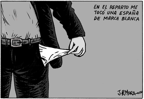Cartoon: Marca Spain (medium) by jrmora tagged marca,spain,dinero,money,crisis