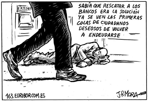 Cartoon: Rescate a la banca (medium) by jrmora tagged rescate,banca,economia,dinero,bancos,crisis,europa