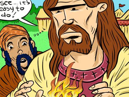 Cartoon: jesus at the circus (medium) by monsterzero tagged jesus,humor,miracles,