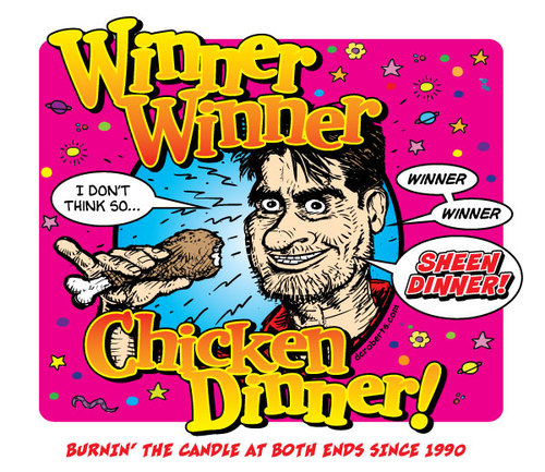 Cartoon: Winner Winner Chicken Dinner! (medium) by monsterzero tagged charlie,sheen,winner,chicken
