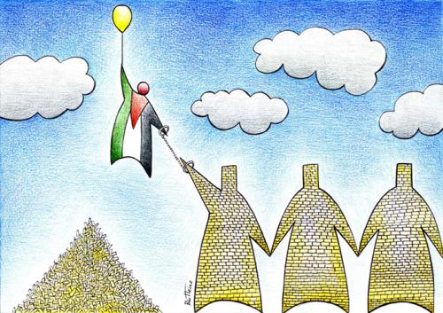 Cartoon: Longing For Freedom (medium) by BenHeine tagged apartheid,wall,gaza,westbank,israel,palestine,peace,benheine,war,sky,fly,simplicity,freedom,liberty,liberte,mur,concrete,family,children,crime,territory,territoire,barbedwire,brick,stone,divided,people,politics,battle,mourning,