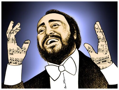Cartoon: Luciano Pavarotti (medium) by BenHeine tagged lucianopavarotti,worldofopera,concert,cook,italia,happiness,talent,laboheme,voice,modena,musicnotes,opera,orchestra,richarddyer,royaloperahouse,singer,solo,song,tenor,transcend,vocalcord,benheine,