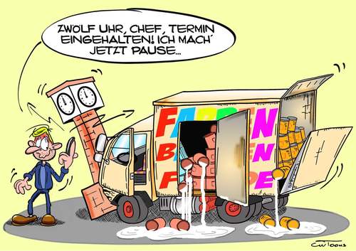Cartoon: Shit happens... (medium) by cwtoons tagged lkw,truck,trucks,farbe,colour,unfall,accident