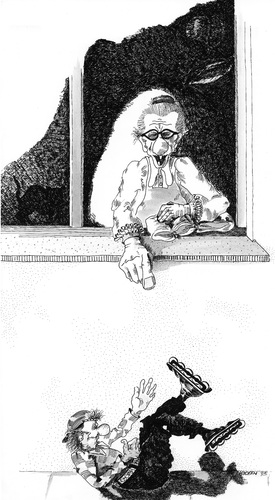 Cartoon: Ohne Worte (medium) by kocki tagged nachbarn,leute,alter,jugend,schlaumeierei