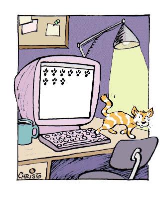 Cartoon: Cat s writing (medium) by Christo Komarnitski tagged cartoon,comic