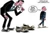 Cartoon: Obama s new shoes (small) by Christo Komarnitski tagged barack obama usa president bush transition war economy