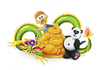 Cartoon: Tickling Buddah (small) by SuperSillyStudios tagged dragon,buddah,panda,funny,gold,green