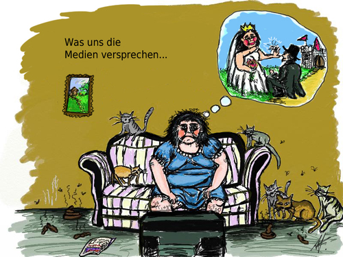 Cartoon: Medienmanipulation (medium) by Anitschka tagged medien,manipulation,fernseher,tv,kommerz