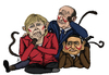 Cartoon: Die drei Äffchen (small) by Anitschka tagged berlusconi,angela,merkel,mubarak,ägypten