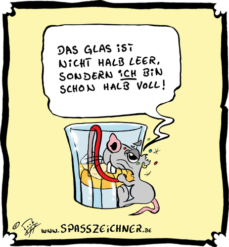 Cartoon: positiv drinking Rattedietrich (medium) by Clemens tagged ratte,pessimist,optimist,trinker,alkoholiker,alkohol,cartoon