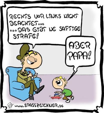 Cartoon: Vater und Sohn (medium) by Clemens tagged rechts,vor,links,verkehrsregeln,strafzettel