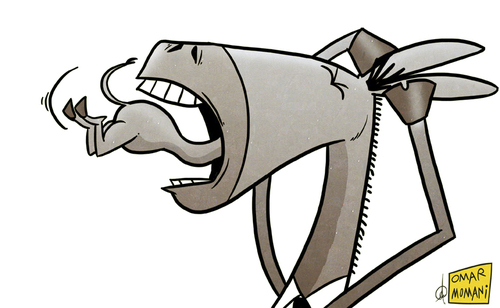 Cartoon: a Debater (medium) by omomani tagged donkey