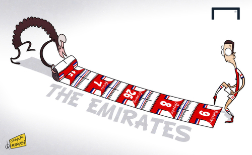 Cartoon: Arsenal roll out the red carpet (medium) by omomani tagged ozil,arsenal,wenger