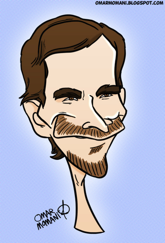 Cartoon: Christian Bale (medium) by omomani tagged caricature,christian,bale,england,hollywood