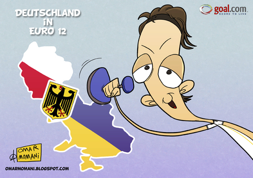 Cartoon: Deutschland in Euro 2012 (medium) by omomani tagged ozil,germany,real,madrid,ukraine,poland,euro,12