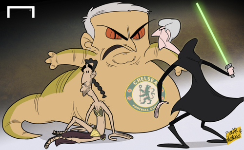 Cartoon: Fabregas set for Arsenal clash (medium) by omomani tagged arsenal,chelsea,fabregas,mourinho,premier,league,wenger