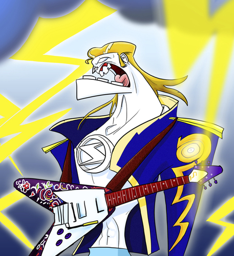 Cartoon: God of Thunder and Rock n Roll (medium) by omomani tagged god,of,thunder,rock,roll,elvis,zeus,kiss