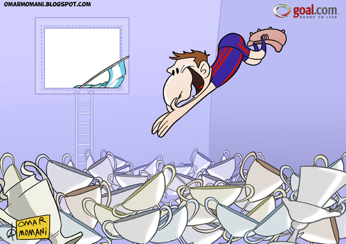 Cartoon: Messi the Winner (medium) by omomani tagged messi,barcelona,argentina