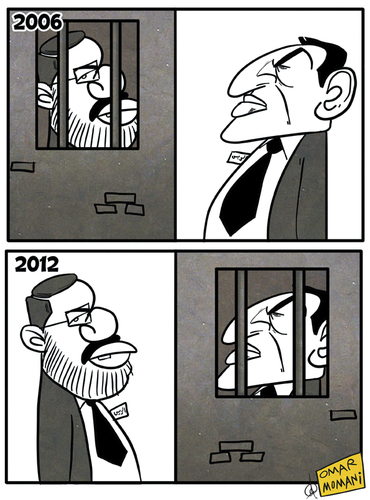 Cartoon: Mursi and Mubarak (medium) by omomani tagged mursi,and,mubarak,egypt