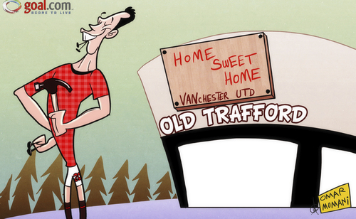 Cartoon: No place like home - RVP settles (medium) by omomani tagged manchester,united,old,trafford,van,persie