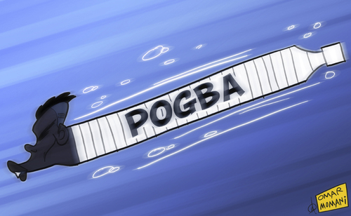 Cartoon: Pogba the Torpedo (medium) by omomani tagged juventus,pogba,serie,torpedo