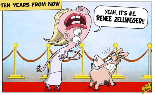 Cartoon: Renee Zellweger new look (medium) by omomani tagged renee,zellweger