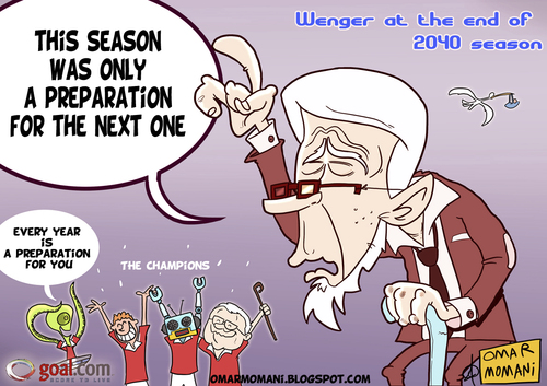Cartoon: Same Old Wenger (medium) by omomani tagged sir,alex,ferguson,wenger,manchester,united,utd,football,premier,league,arsenal