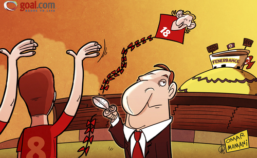 Cartoon: The Reds bid a fond farewell (medium) by omomani tagged brendan,rodgers,fenerbahce,kuyt,liverpool,steven,gerrard