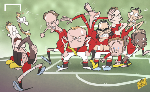 Cartoon: Van Gaal selection dilemma (medium) by omomani tagged persie,van,rooney,jones,phil,united,manchester,mata,juan,falcao,maria,di,gea,de,young,ashley,herrera,ander,januzaj,adnan