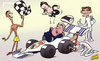 Cartoon: Ancelotti in the driving seat (small) by omomani tagged ancelotti,casillas,cristiano,ronaldo,perez,ramos,real,madrid