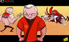 Cartoon: Kung fu Fergie (small) by omomani tagged david,beckham,ferguson,kevin,keegan,liverpool,manchester,united,rafael,benitez,rooney,wenger