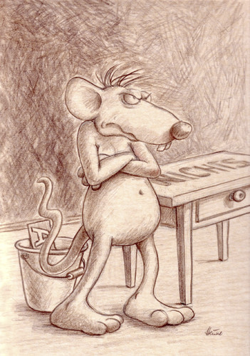 Cartoon: Alles im Eimer (medium) by Uschi Heusel tagged eimer,ludwig,ratten,tisch,huhn,ehe