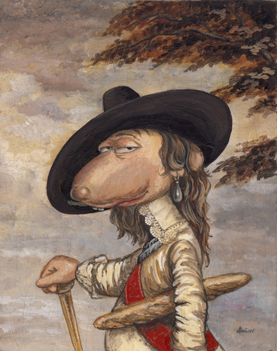 Cartoon: Karl I (medium) by Uschi Heusel tagged karl,ratte,ludwig,baguette,kunst,paris,england,bäcker