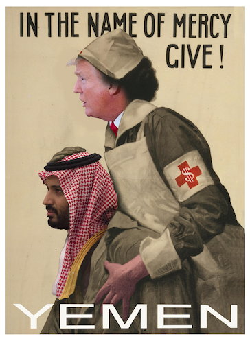 Cartoon: Give (medium) by willemrasingart tagged yemen,trump