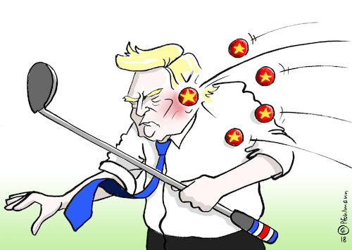 Cartoon: Golfbälle für Trump (medium) by Pfohlmann tagged golfbälle,trump,präsident,china,handelskrieg,zölle,strafzölle,zoll,wirtschaft,golfbälle,trump,präsident,china,handelskrieg,zölle,strafzölle,zoll,wirtschaft