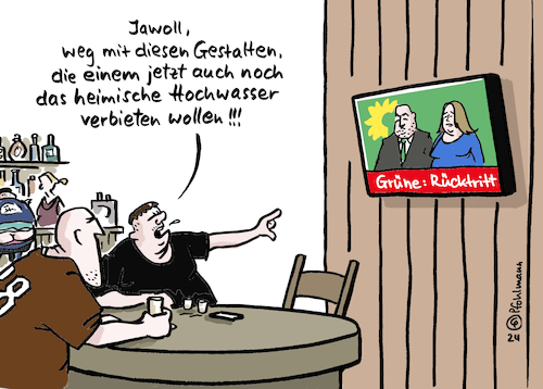 Cartoon: Grünes Hochwasserverbot (medium) by Pfohlmann tagged grüne,vorstand,partei,rücktritt,vorsitzende,lang,nouripour,wahlniederlage,hochwasser,naturschutz,umweltschutz,klimaschutz,afd,verbote,verbotspartei,heimat,patrioten,patriotismus,tradition,kneipe,stammtisch,oder,hochwasserschutz,lemke,grüne,vorstand,partei,rücktritt,vorsitzende,lang,nouripour,wahlniederlage,hochwasser,naturschutz,umweltschutz,klimaschutz,afd,verbote,verbotspartei,heimat,patrioten,patriotismus,tradition,kneipe,stammtisch,oder,hochwasserschutz,lemke