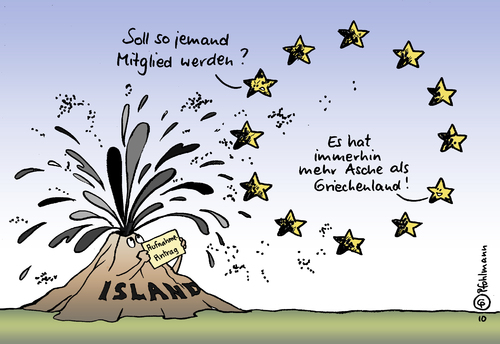 Cartoon: Island in die EU (medium) by Pfohlmann tagged eu,europa,island,vulkan,asche,griechenland,pleite,aschewolke,vulkanausbruch,mitgliedschaft,europa,island,vulkan,asche,pleite,aschewolke,vulkanausbruch,mitgliedschaft