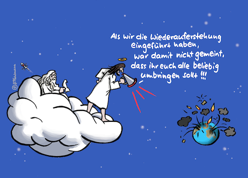 Cartoon: Konzept Auferstehung (medium) by Pfohlmann tagged glaube,christentum,ostern,jesus,gott,heiligergeist,taube,auferstehung,tod,jenseits,religion,erde,menschen,menschheit,kriege,mord,umbringen,leben,hass,aggressionen,glaube,christentum,ostern,jesus,gott,heiligergeist,taube,auferstehung,tod,jenseits,religion,erde,menschen,menschheit,kriege,mord,umbringen,leben,hass,aggressionen