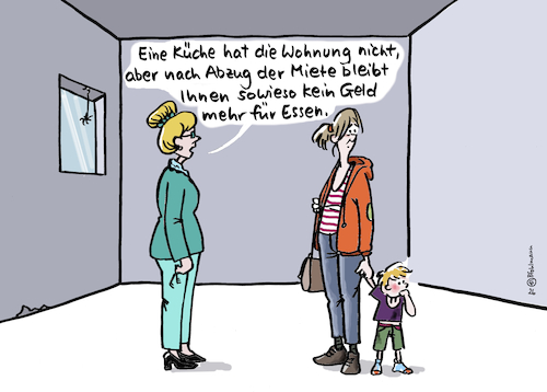 Cartoon: Ohne Küche (medium) by Pfohlmann tagged miete,armut,wohnungsnot,mietsteigerung,lebenshaltungskosten,mieterin,vermieterin,küche,essen,lebensmittel,inflation,preise,geld,geringverdiener,alleinerziehende,wohnungssuche,wohnungsbesichtigung,prekär,mietwucher,einkommen,miete,armut,wohnungsnot,mietsteigerung,lebenshaltungskosten,mieterin,vermieterin,küche,essen,lebensmittel,inflation,preise,geld,geringverdiener,alleinerziehende,wohnungssuche,wohnungsbesichtigung,prekär,mietwucher,einkommen