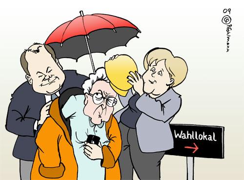 Cartoon: Rentnerschutz (medium) by Pfohlmann tagged rente,bundestagswahl,wahlkampf,rentner,olaf,scholz,angel,merkel,bundeskanzlerin,große,koalition,rentengarantie