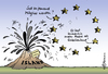 Cartoon: Island in die EU (small) by Pfohlmann tagged eu,europa,island,vulkan,asche,griechenland,pleite,aschewolke,vulkanausbruch,mitgliedschaft