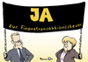 Cartoon: JA zur Steuer! (small) by Pfohlmann tagged finanzkrise finanztransaktionssteuer westerwelle fdp merkel bundeskanzlerin cdu schwarz gelb koalition regierung