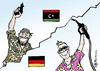 Cartoon: Jubel (small) by Pfohlmann tagged karikatur,color,farbe,2011,libyen,jubel,gaddafi,sieg,revolution,rebellen,revolte,aufstand,tripolis,deutschland,öl,benzin,sprit,spritpreis,benzinpreis,ölpreis,tankstelle,zapfpistole,flagge,fahne