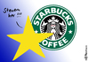 Cartoon: Starbucks (small) by Pfohlmann tagged karikatur,cartoon,2015,color,farbe,eu,steuern,konzerne,starbucks,steuergerechtigkeit,nachzahlung,verflechtung,gewinne,versteuern,europa,coffee,kaffee,stern