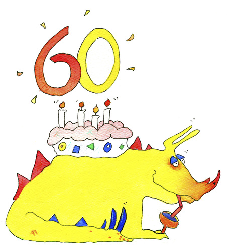 Cartoon: Geburtstag Sechzig (medium) by sabine voigt tagged geburtstag,sechzig,feier,feiern,fest,party