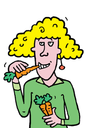 Cartoon: Gesundheit Diät (medium) by sabine voigt tagged gesundheit,diät,möhren,abnehmen,fasten,wellness,gewicht,schlank,vegetarisch,vegetarier,vegan,veganer,vitamine