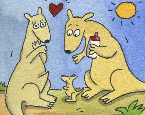 Cartoon: känguru familie (medium) by sabine voigt tagged australien,tiere,kind,eltern,familie,känguru
