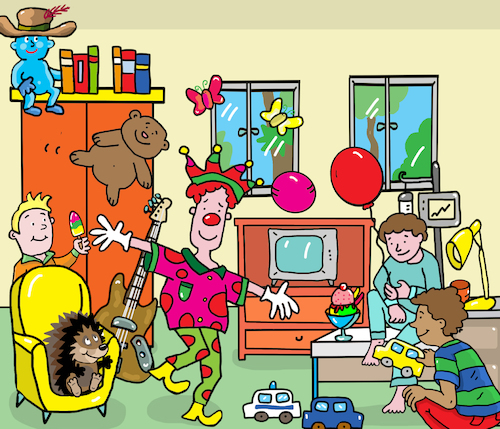 Cartoon: Kinder Krankenhaus Clown (medium) by sabine voigt tagged kinder,krankenhaus,clown,therapie,behandlung,station,heilung,krebs,medikamente,spass,ablenkung,spiel